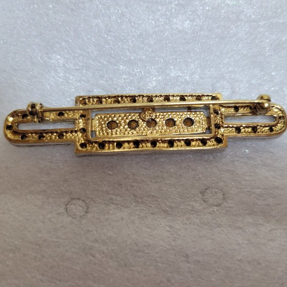 Estate Signed Art Deco Styled Icy Crystal Clear Rhinestone Brooch Pin - Picture 5 of 9